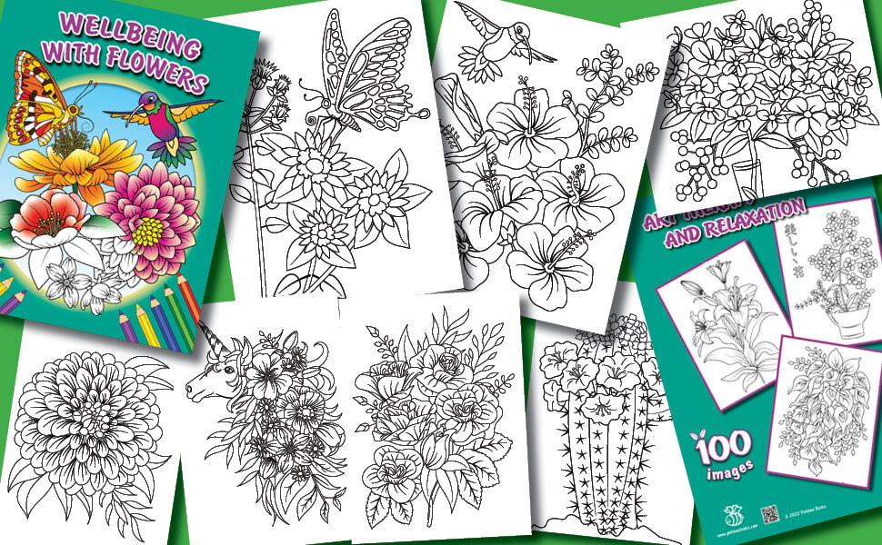 flowers colouring book for stress and dementia