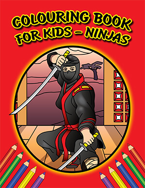 ninjas, colouring book, coloring book, childrens book, activity book, kids book, picture book