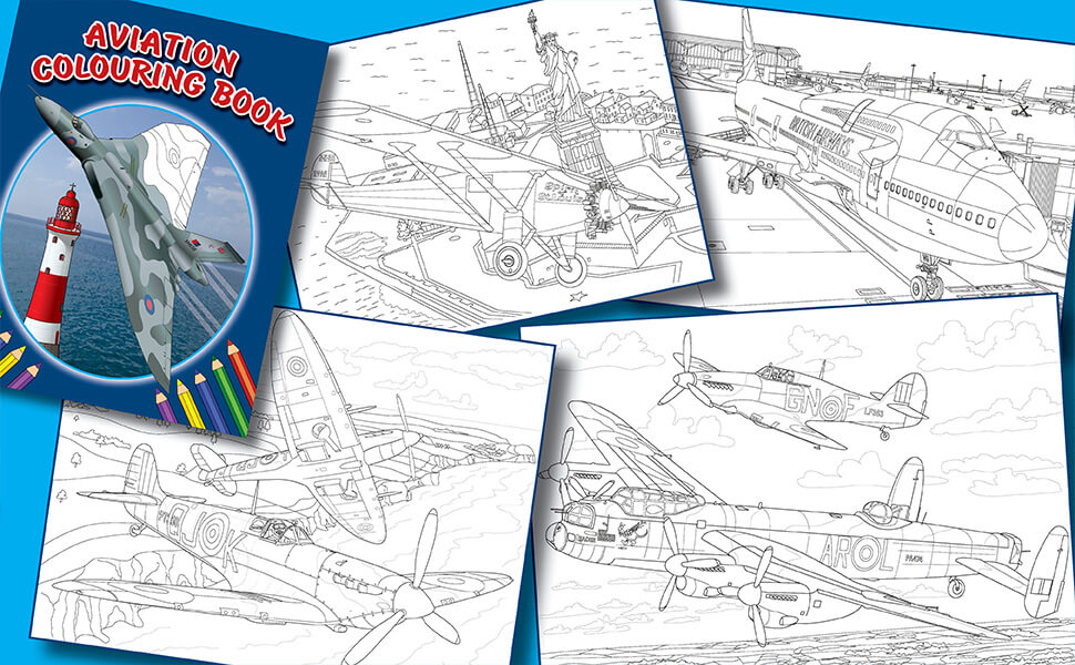 aviation colouring book, aircraft, colouring book, coloring book, activity book, childrens book, picture book