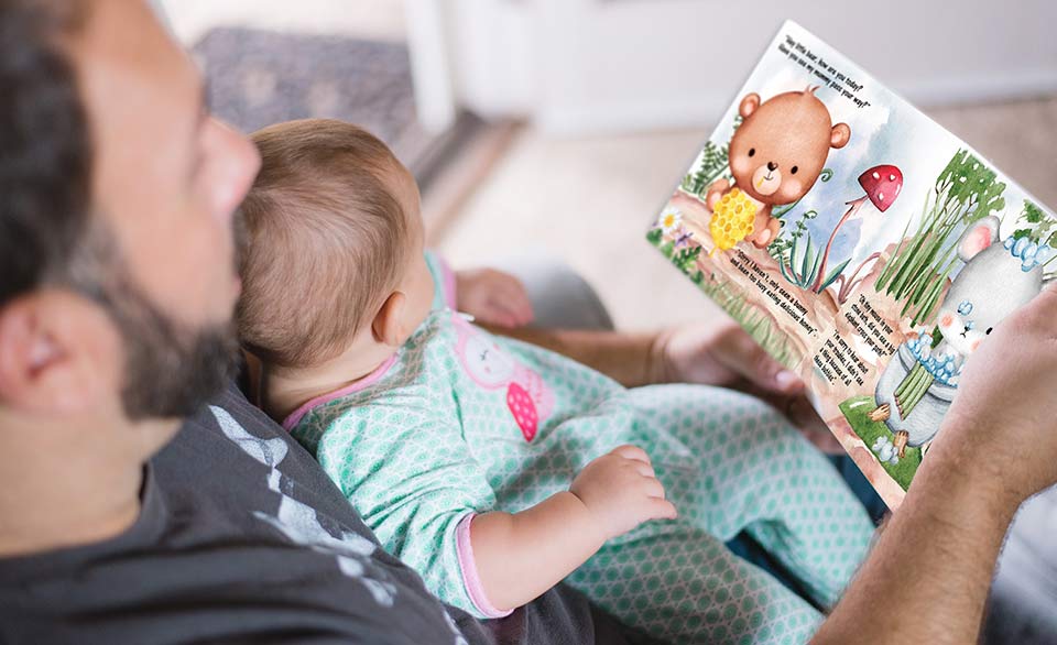 dad reading bedtime storybook, Hold My Hand