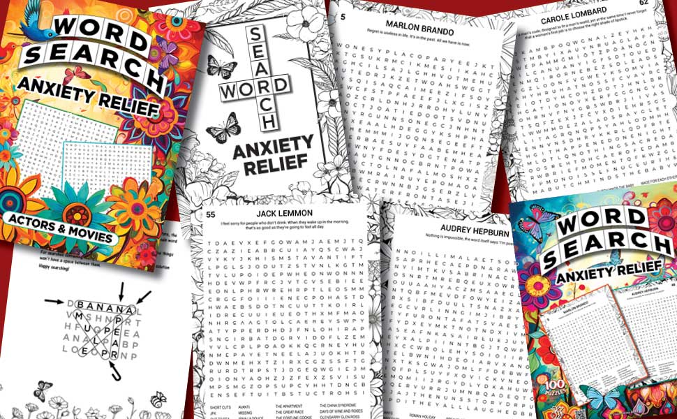 word search puzzle book , anxiety relieve, stress relief for teens and adults