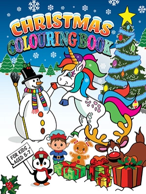 christmas activity books for children, self publishing author, Unicorn colouring book. coloring book, kids book, childrens book