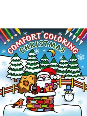 Cover of a Christmas colouring book for children, featuring festive illustrations and fun holiday-themed pictures to colour.