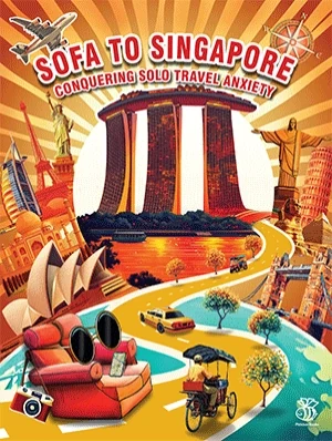 Book cover of Sofa to Singapore, an inspiring travel book about overcoming anxiety and gaining the confidence to travel solo.